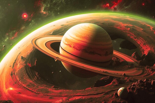 Photo planet saturn in space