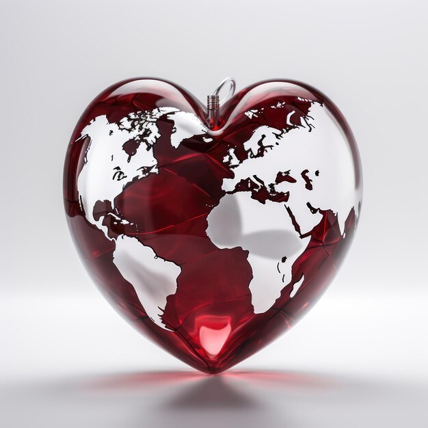 Photo a planet in the shape of a heart the world as a heart