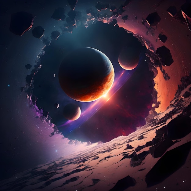 Planet Sky Bekijk Ai Gegenereerde Illustratie Outer Space Achtergrond