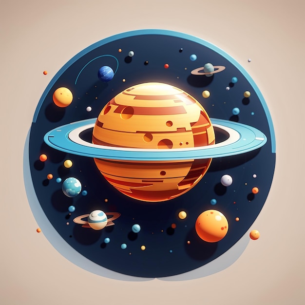 Planet space cartoon vector icon illustration science technology icon isolated flat vector