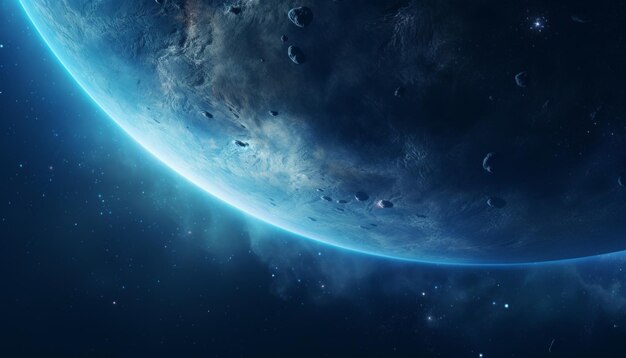 宇宙の惑星 青い背景
