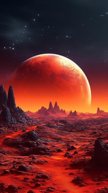 A planet that is red in the sky