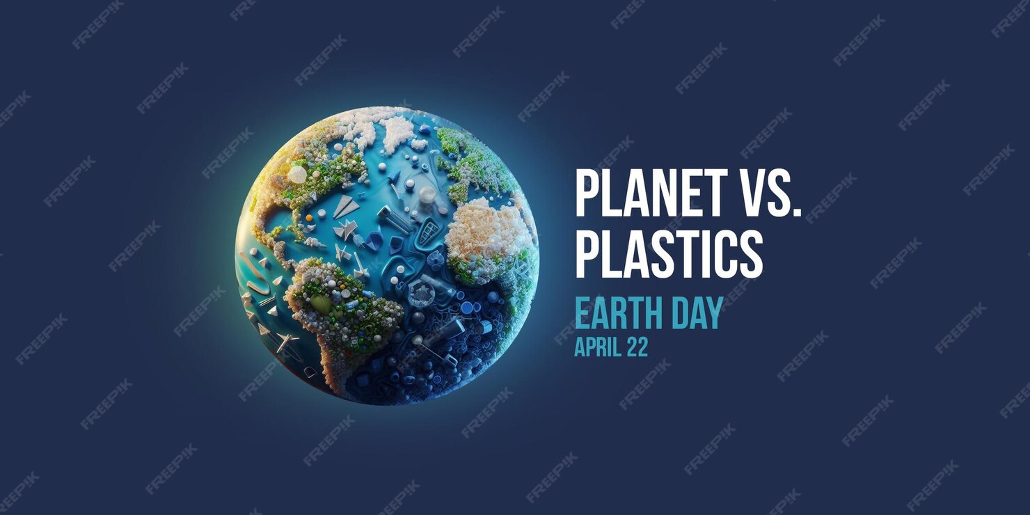 Premium Photo vs Plastics Earth day 2024 concept 3d globe