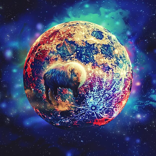 a planet with a bear in the middle of it