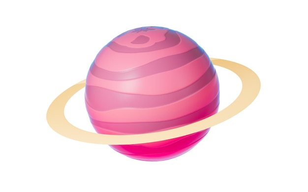 Planet with cartoon style 3d rendering Digital drawing