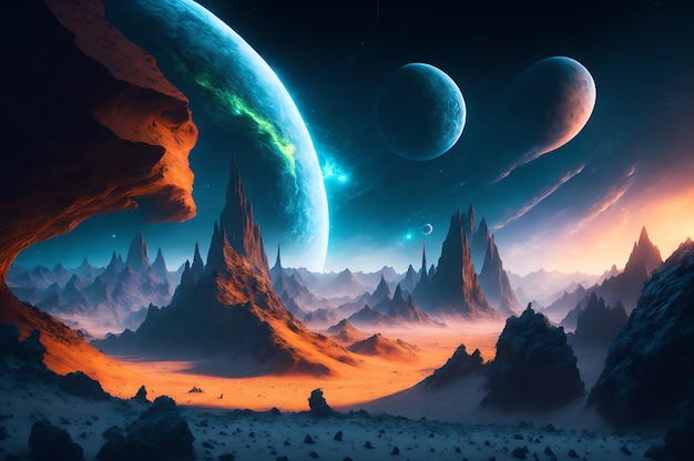 Planet with planets on the background of space