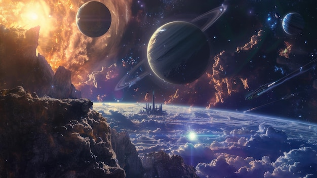 planet with planets in the sky