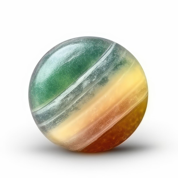 A planet with a yellow and green color on its surface