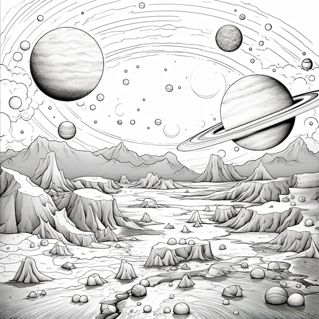 Planetary Wonders Coloring Design