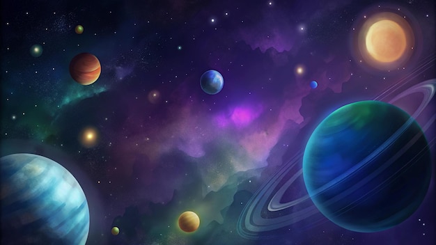 Planeten en sterren in een universum