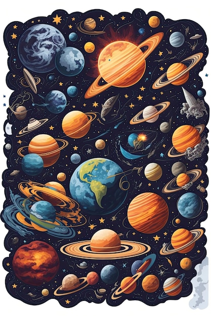 Planeten in de ruimte Planeten in het heelal Vector illustratie