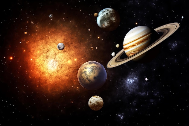 planets galaxy outer space background