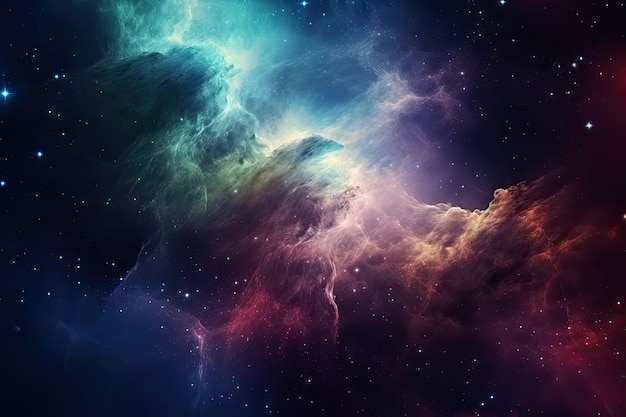 惑星と銀河のサイエンス フィクションの壁紙宇宙の美しさAI が生成した星のある深宇宙のカラフルな星雲