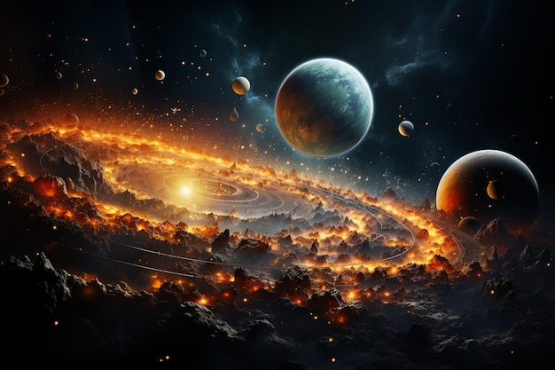 planets and galaxy space backgrounduniverse science astronomy