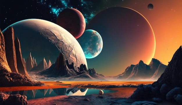 Photo planets landscape background