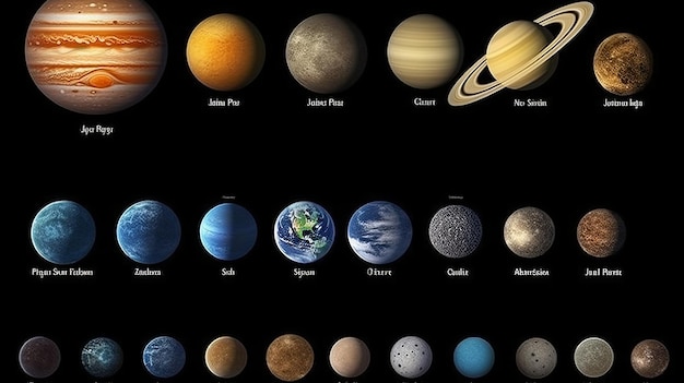 Photo the planets in our solar system ai generated