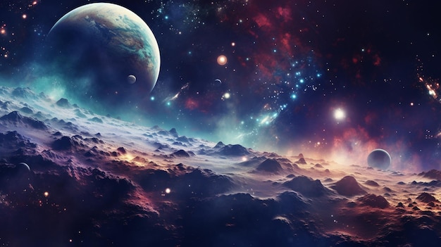 Planets in outer space Galaxy cosmic background