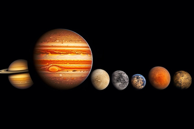 Photo planets of the solar system in alignment