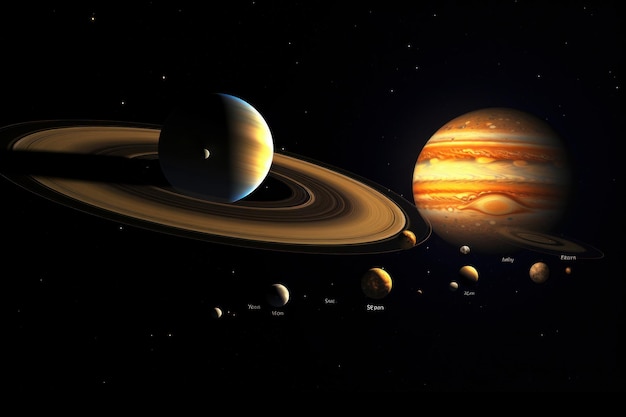 Planets of the solar system on black background