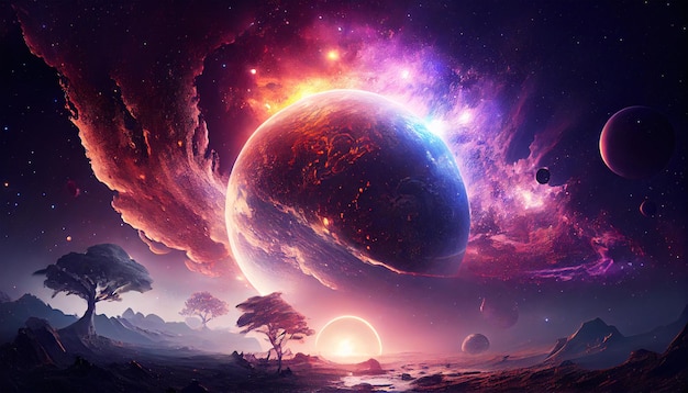 Planets and solar system planet space background space