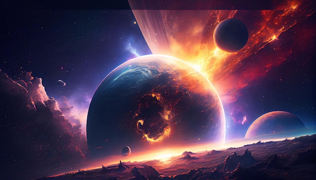 Planets and solar system space background outer space planet