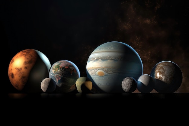 Planets of the solar system in the universe AI generated