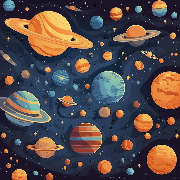 Planets and space colorful