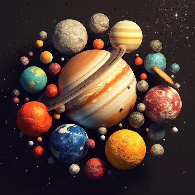 Planets and space colorful