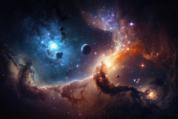 宇宙の惑星 銀河と星空の背景のイメージ 美しいイラスト画像