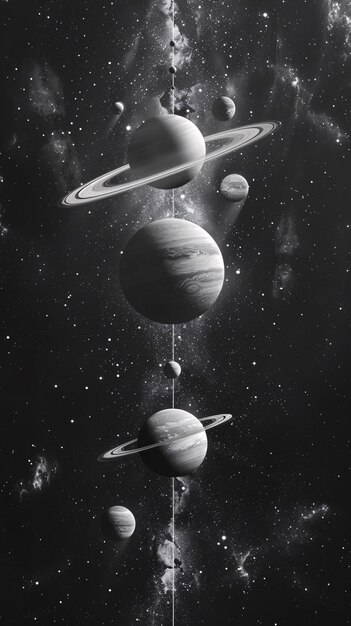 planets in space with planets and rings