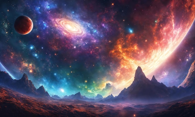 写真 宇宙の惑星や星や銀河 宇宙探査の美しさを示す