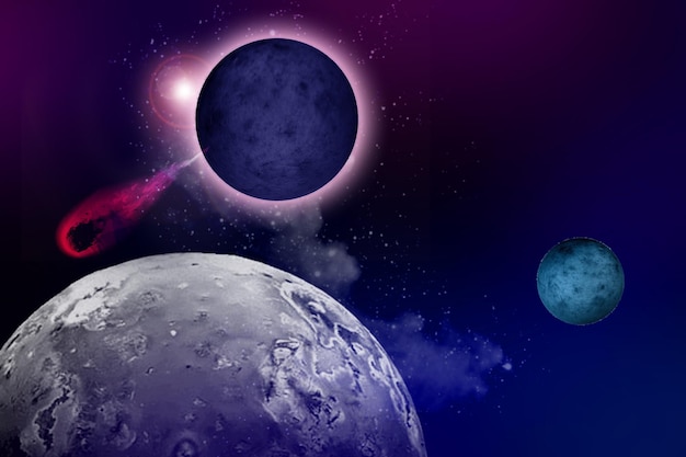planets and stars constelations and universe nebula on milky way scientific futuristic esoteric background