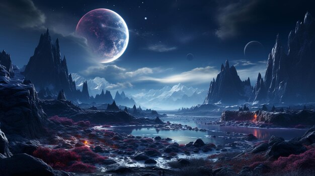 Planets and stars space scene background