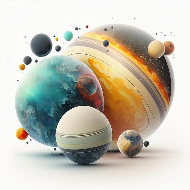 Planets with white background