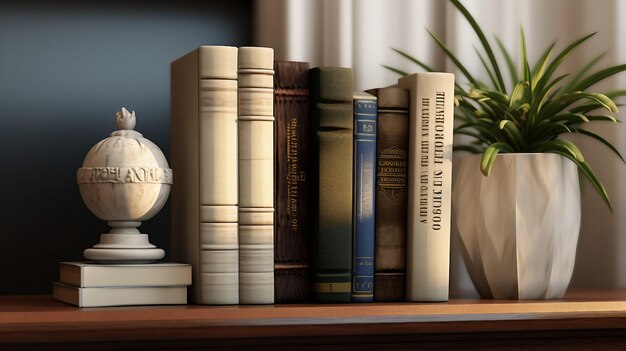 Plank met boeken en potplant op Top Wereldboekendag