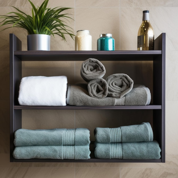 Plank met handdoeken in hotel spa