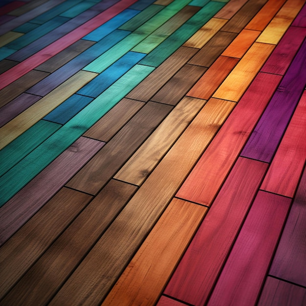 planks of rainbow wood background