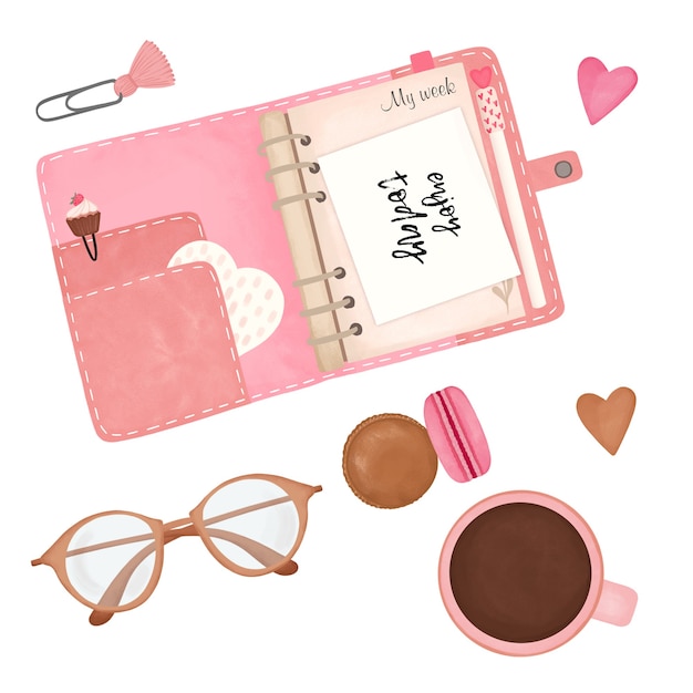 Набор Planner Girl, Наклейки Planner, Элементы планировщика для печати, Женское утро, элементы альбома для вырезок