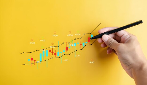 Foto pianificazione degli investitori indicatore del mercato azionario investimenti e analisi dei dati di negoziazione analisi degli investitori con grafico di borsa mercato azionario finanziario