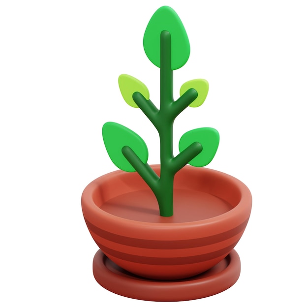 Foto illustrazione dell'icona di rendering 3d della pianta