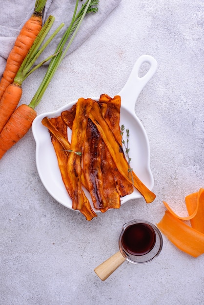 Plant based vegetarian bacon from carrot