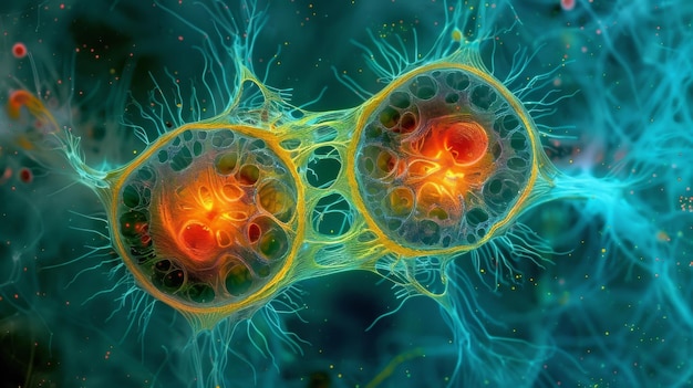 A plant cell undergoing cell division captured in the midst of the process known as cytokinesis the