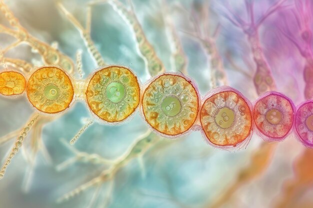 Foto cellule vegetali osservate al microscopio generative ai