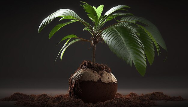 Foto piantare palme da cocco piantina albero naturale ai generato