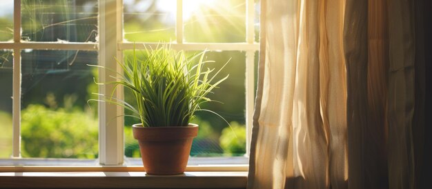 Plant in a container by the window