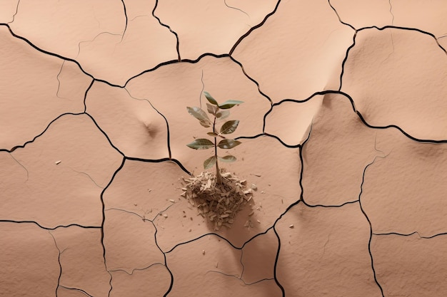 Plant in a desert New life concept for the planet