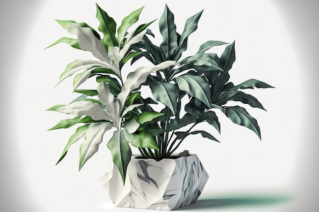 白い背景でデジタル化された植物