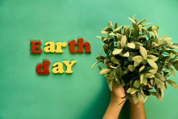 Plant and Earth day inscription