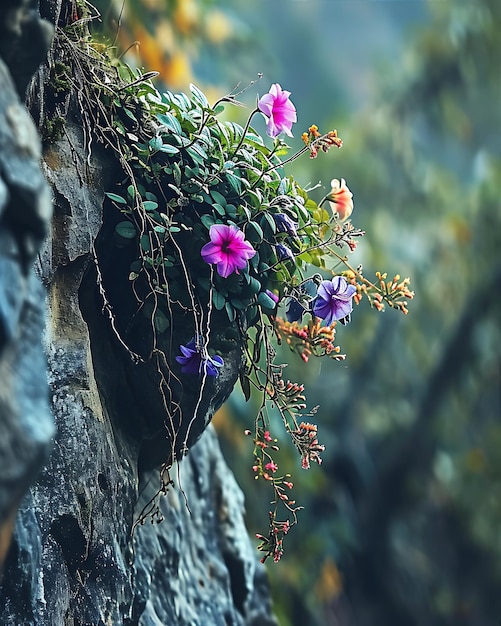 Photo plant flower hanging vivid rock style