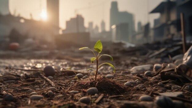 Plant geboren in een kleine stad gecreëerd met AI